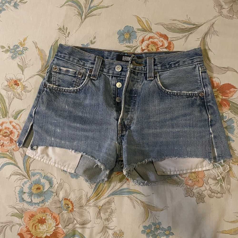 Reformation denim shorts